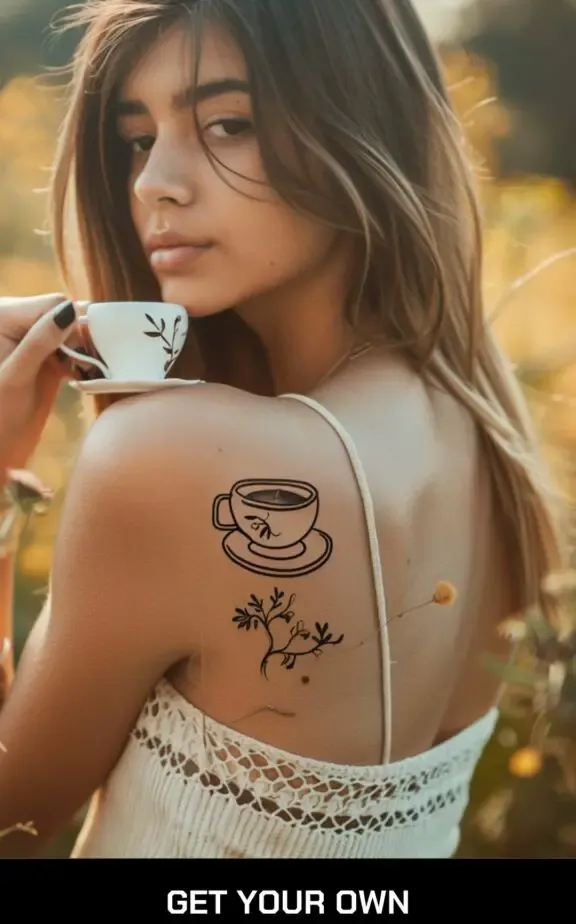 small beautiful tattoo idea for ladies: coffee