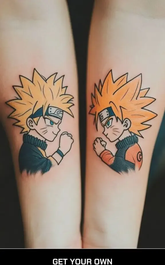 naruto vs goku amime tattoo