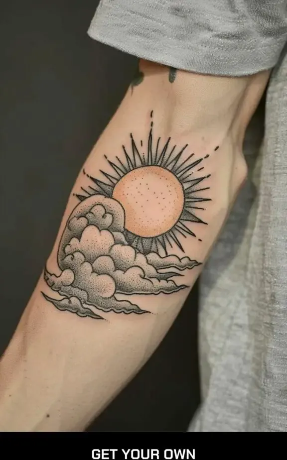 cloud and sun tattoo
