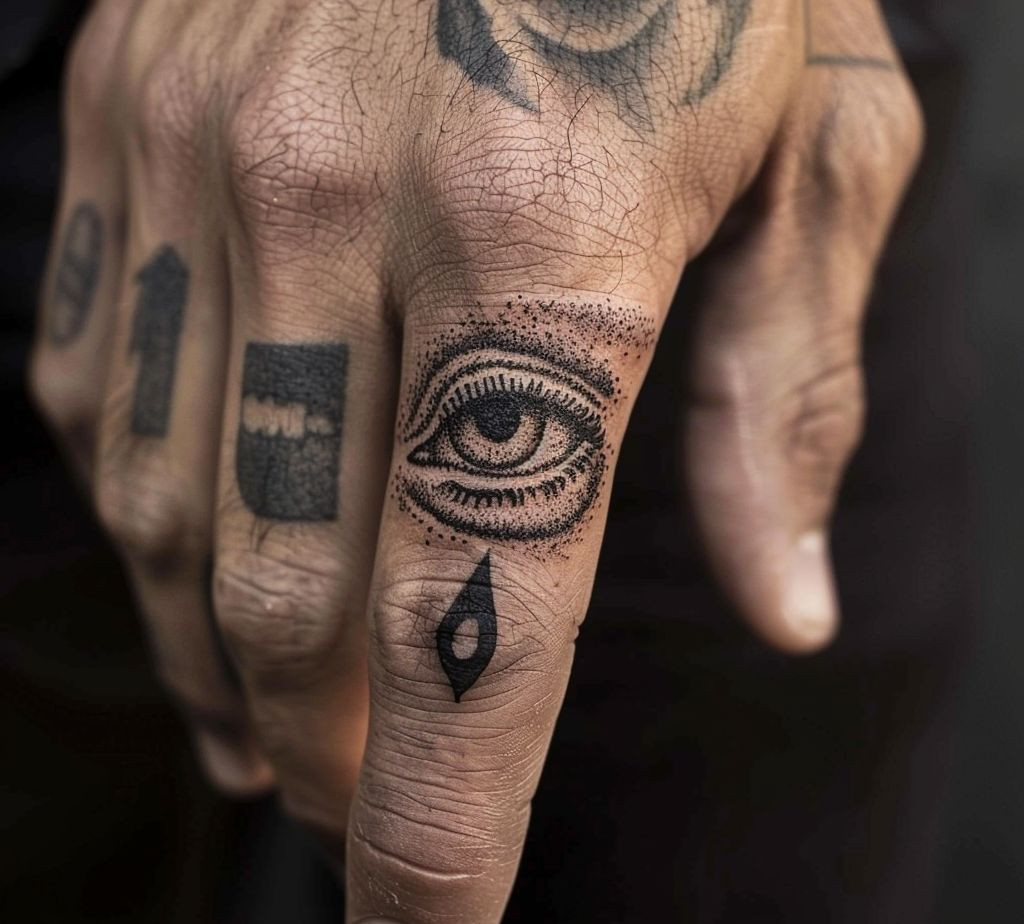 finger eye tattoo for guys
