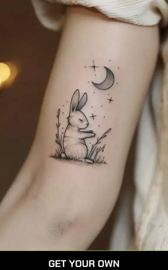 bunny and moon tattoo idea