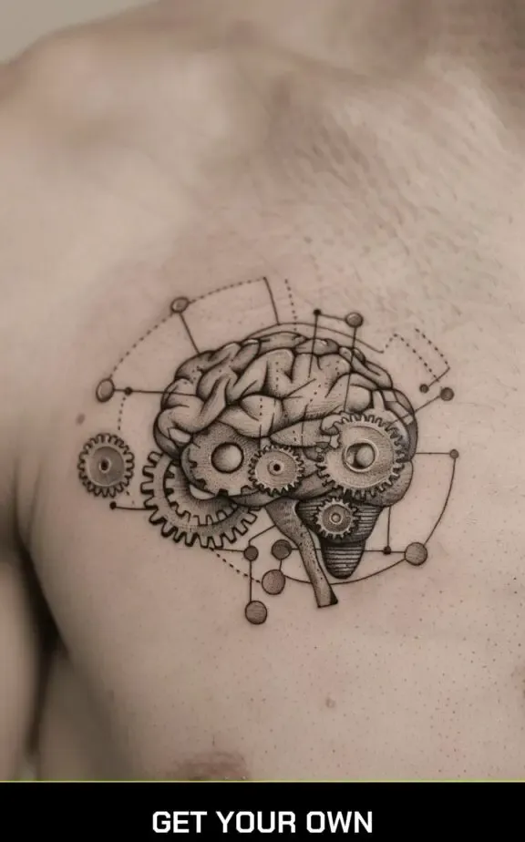 brain and gear tattoo idea
