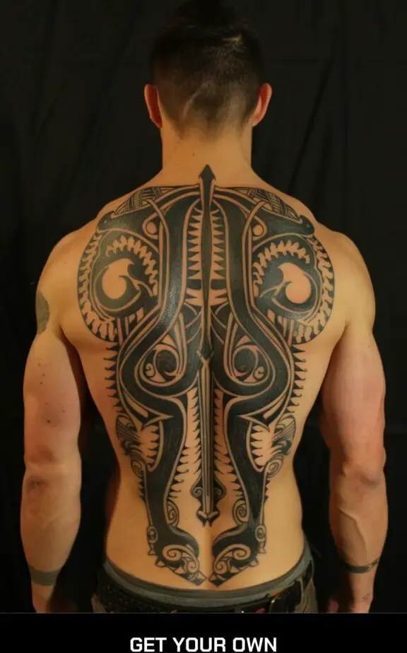tribal back tattoo