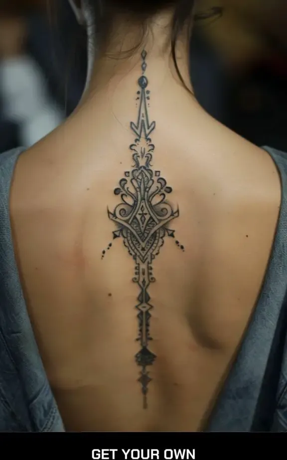 shoulder tribal spine tattoo