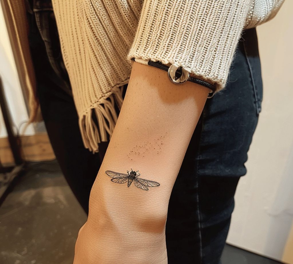 fly tattoo on the wrist 