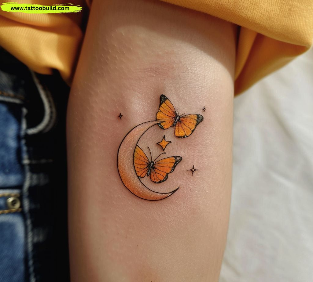 butterfly and moon tattoo