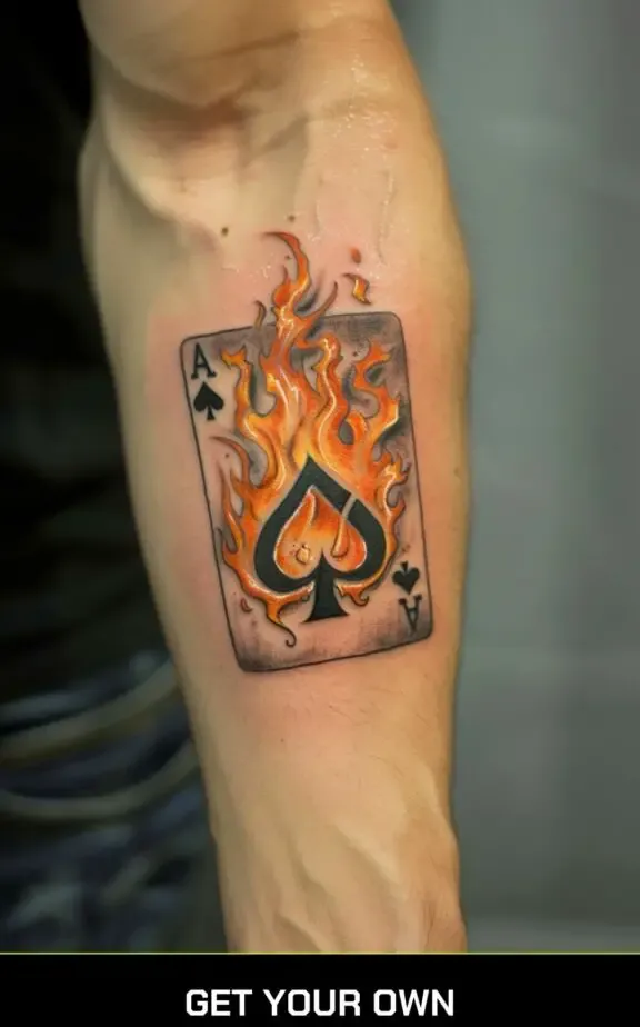 flaming poker cards tattoo idea