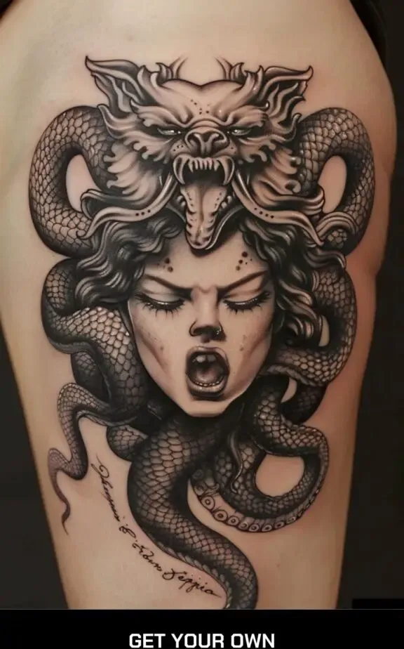 Angry medusa tattoo
