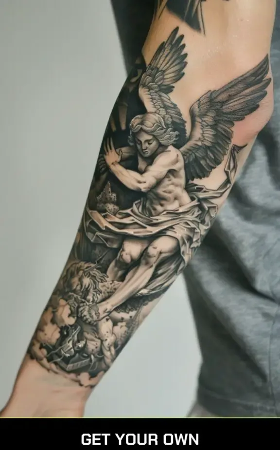 battling angel and devil tattoo