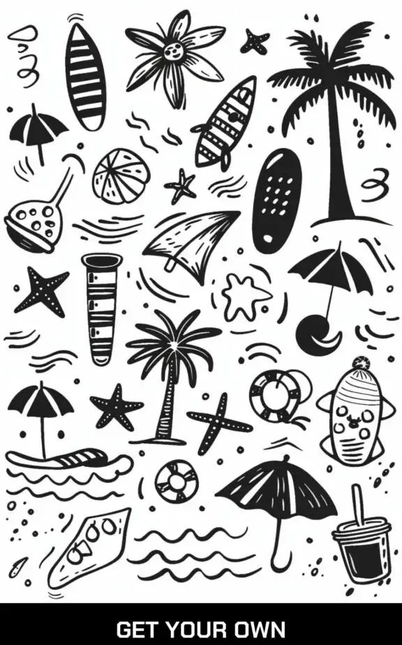 collection of small beach themed tattoos