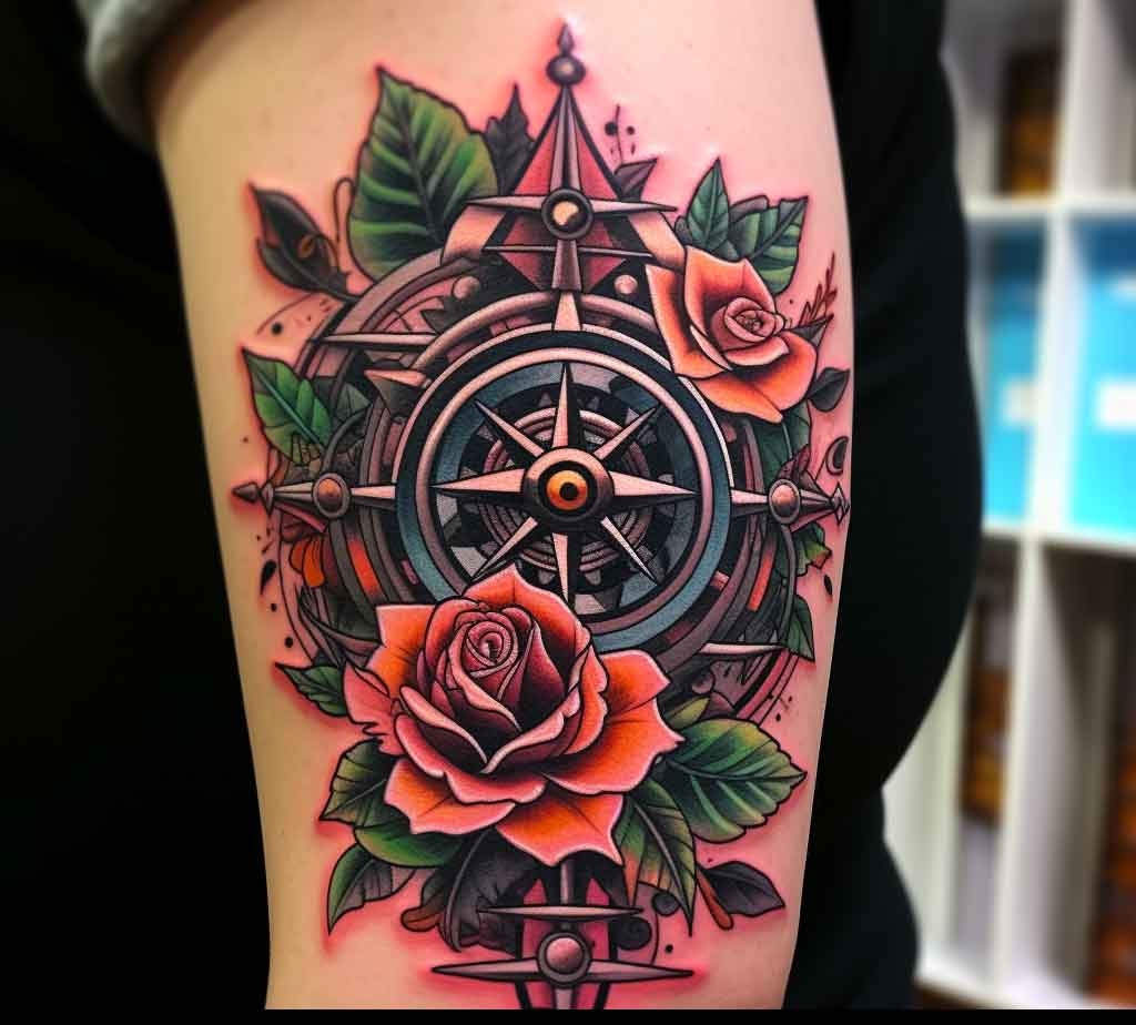 Neo-traditional compass tattoo ideas