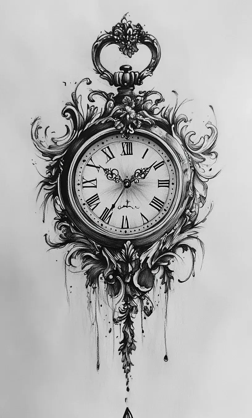 Clock Tattoo Drawings-19