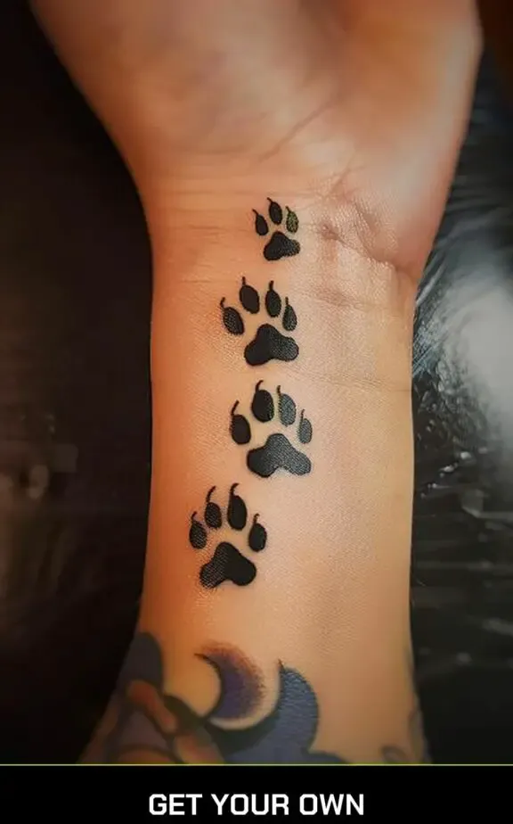 cat paw trail tattoo
