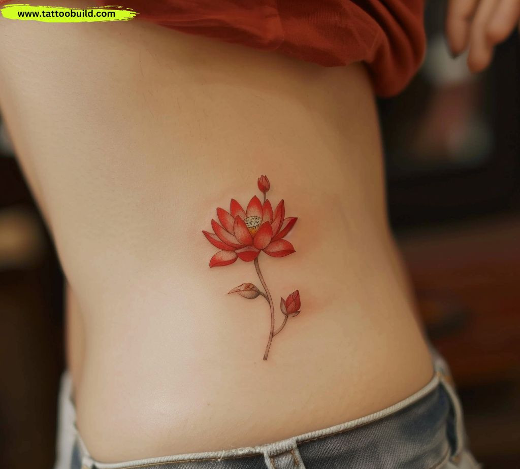 side body lotus flower tattoo idea