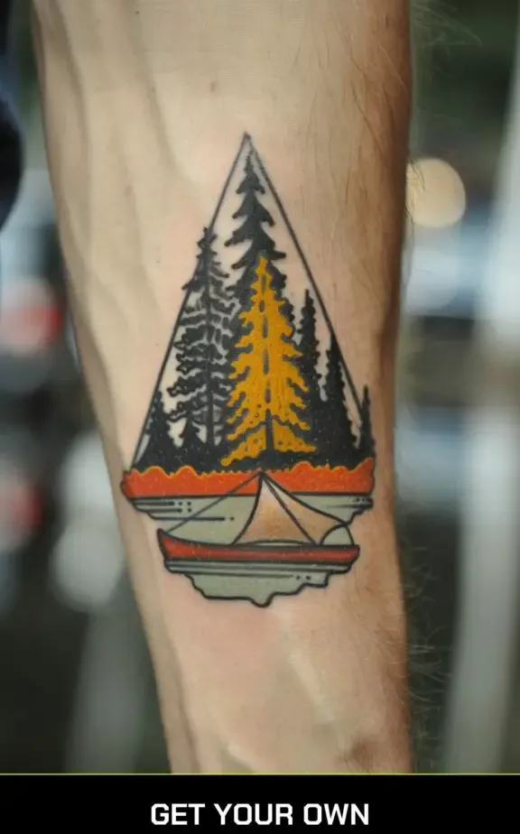 camping tattoo idea: tent and boat