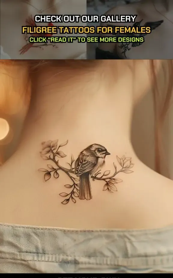 bird tattoo on neck female