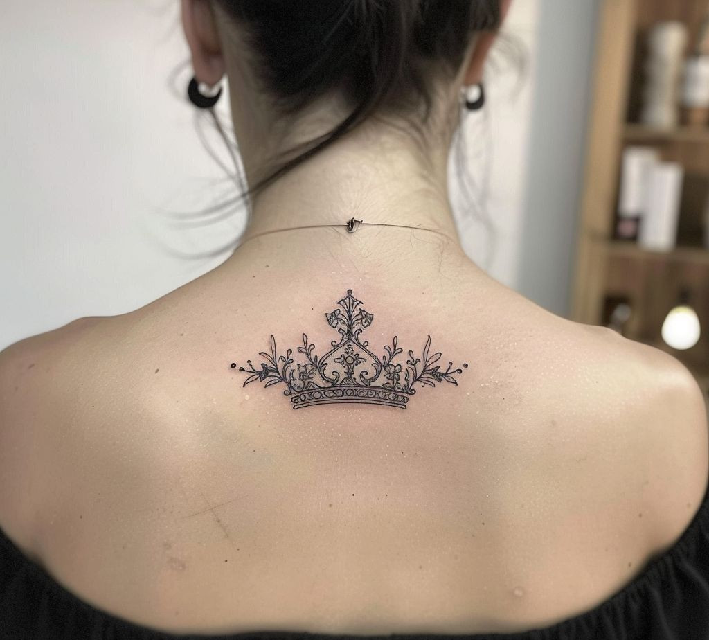 back tattoo showing a crown