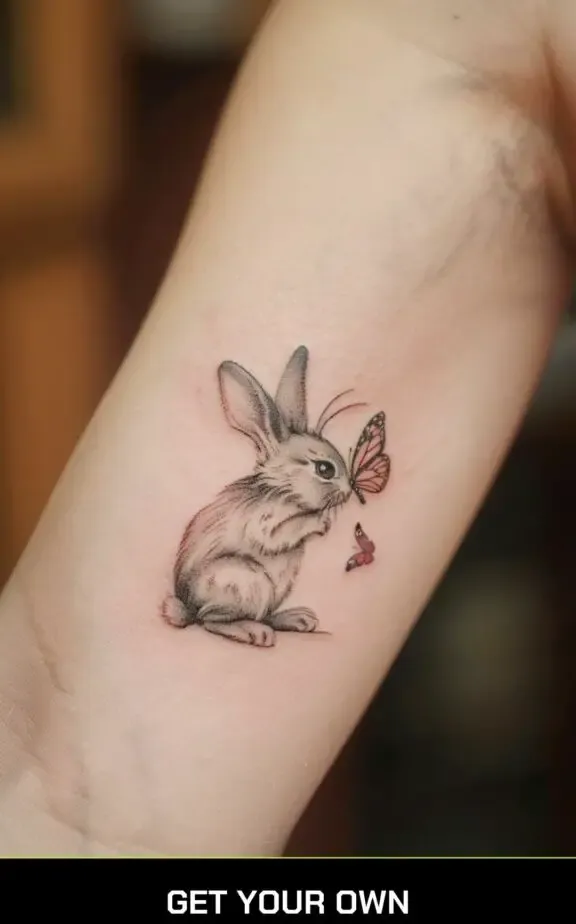 rabbit and butterfly tattoo