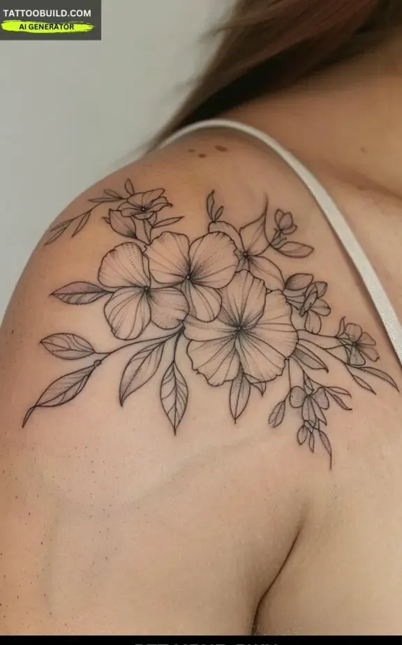 classy flower tattoo for women on the shoulder
