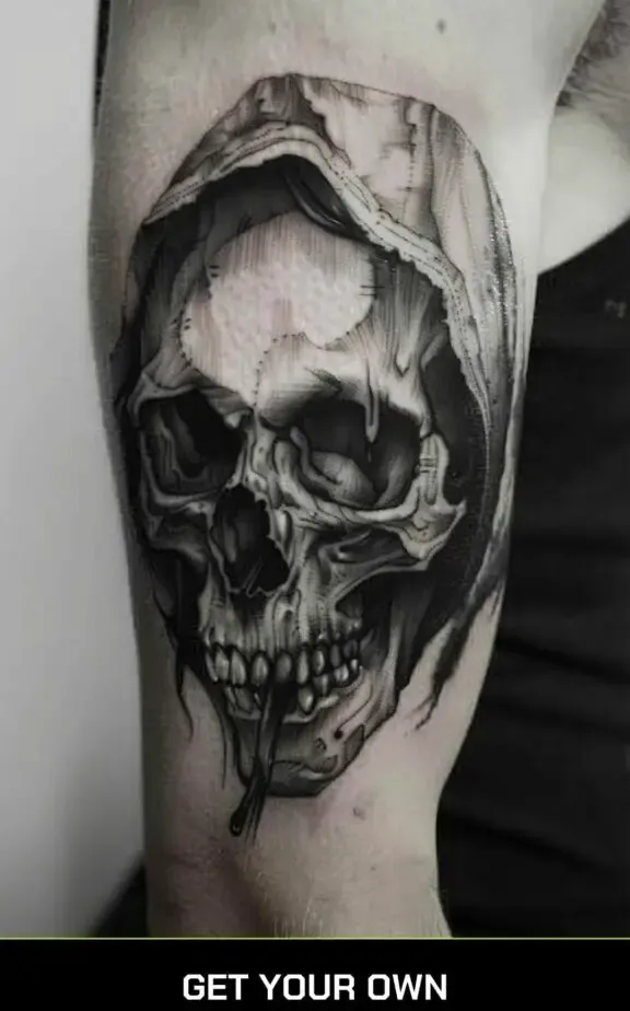 skull blackwork tattoo idea