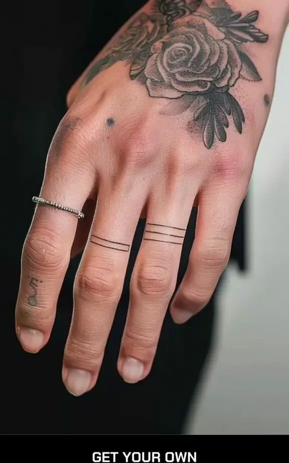 minimalist line tattoo on the finger