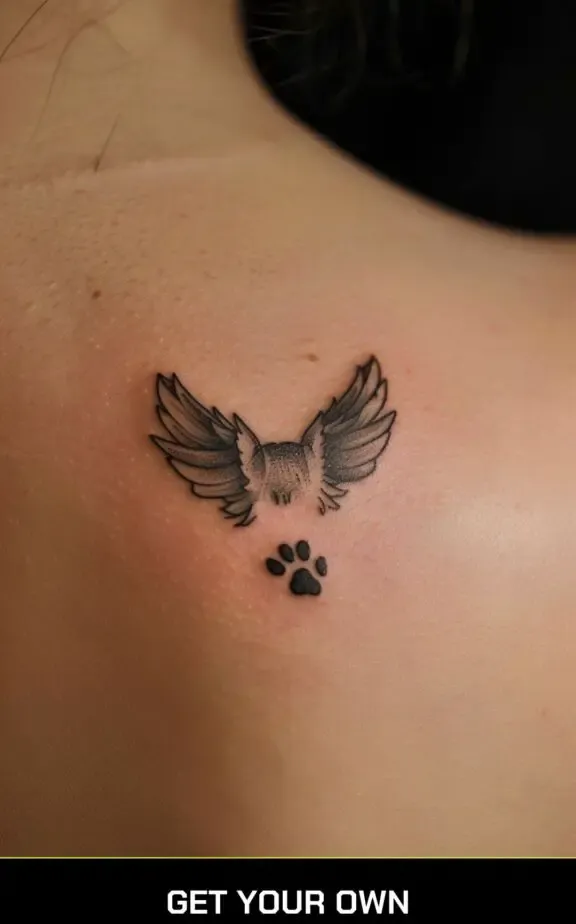 cat paw and wing tattoo