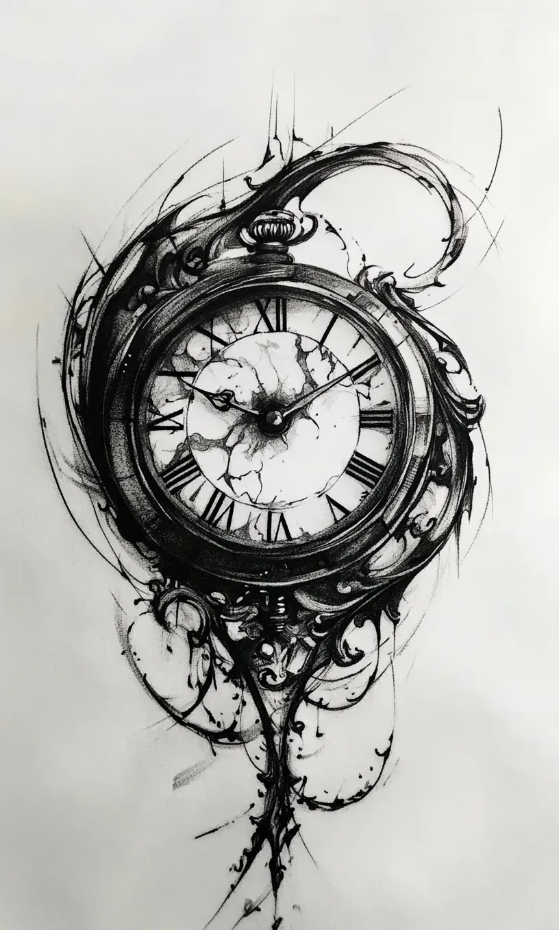 Clock Tattoo Drawings-5