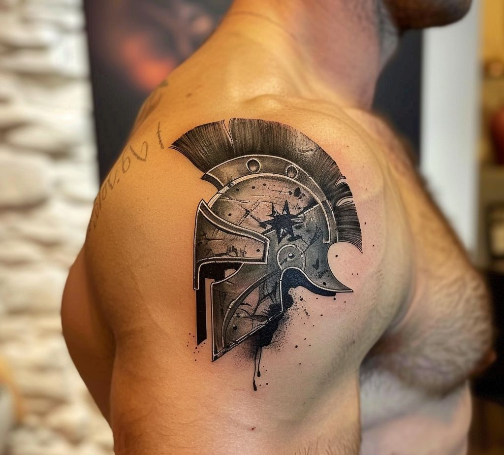 helmet tattoos mean strength and courage