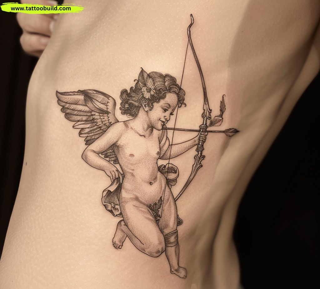 cupid rib tattoos for women