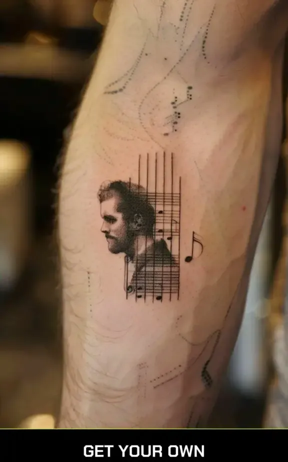 music barcode and portrait