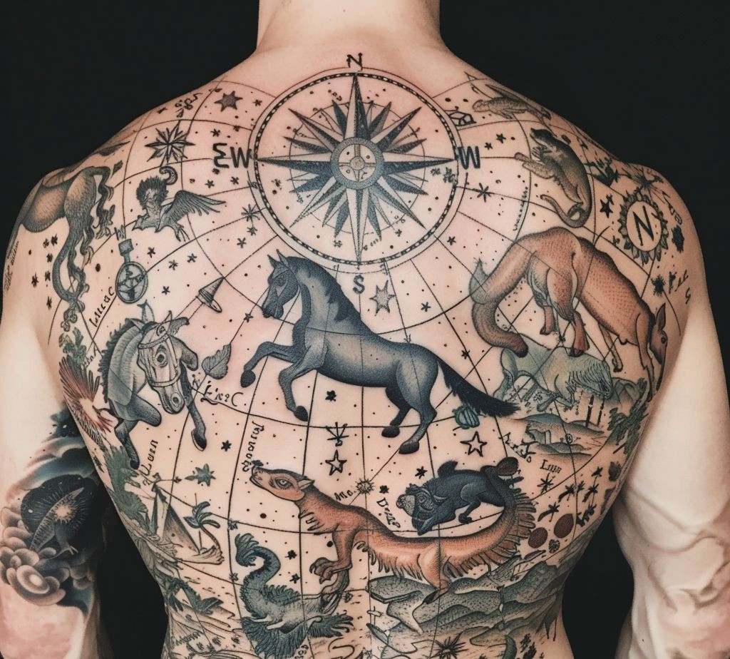 celestial back tattoo