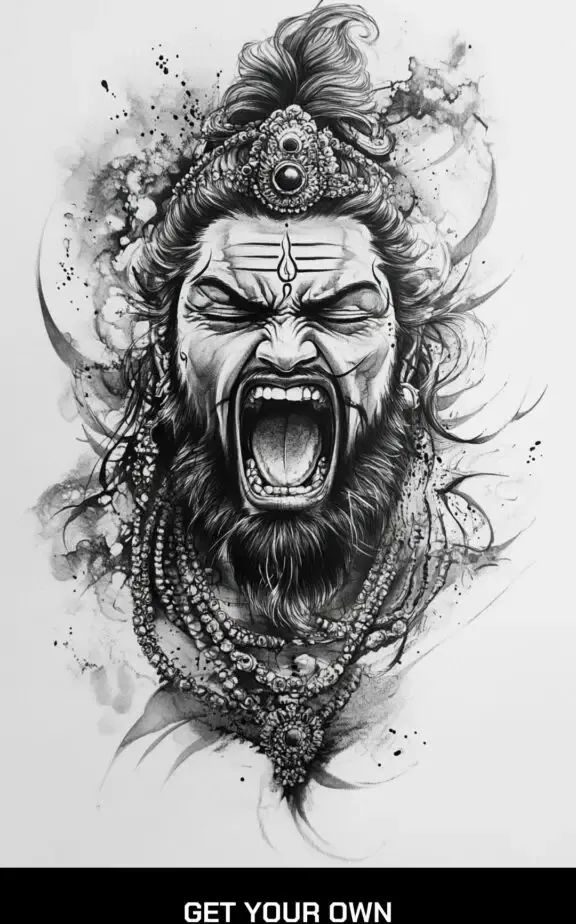 Angry shiva tattoo