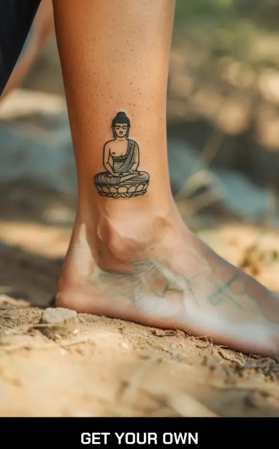 ankle buddha tattoo minimalist tattoo style