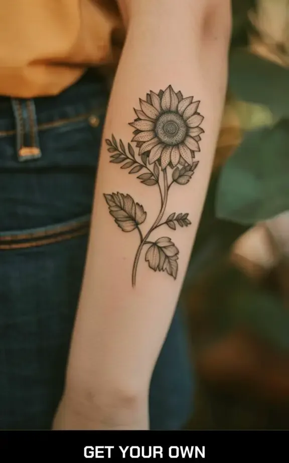 minimalist sunflower tattoo idea