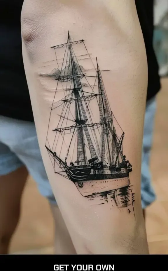 full rigged ship tattoo