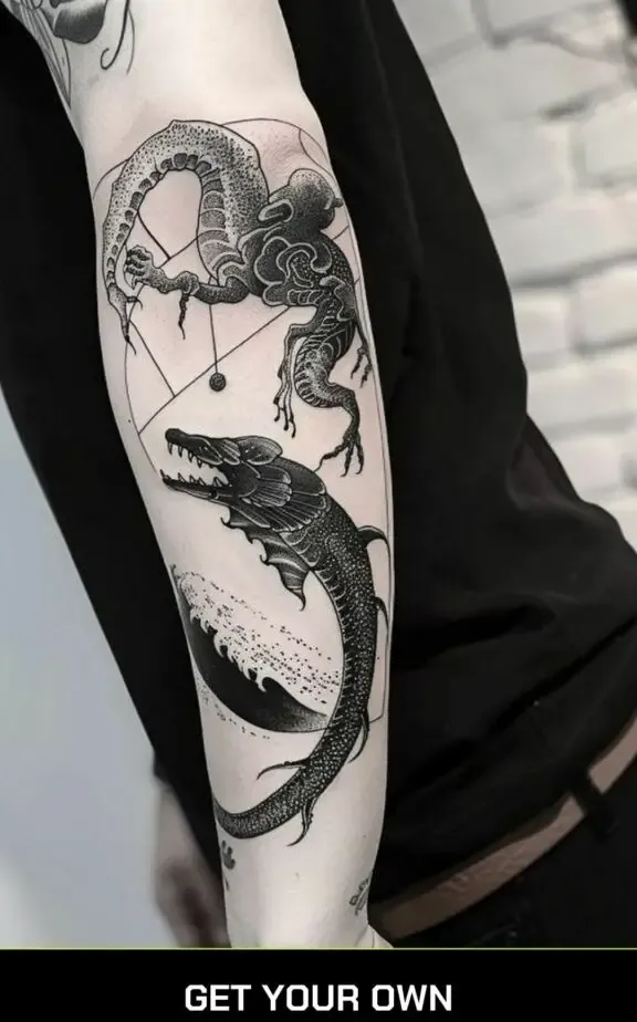 fantasy blackwork tattoo design