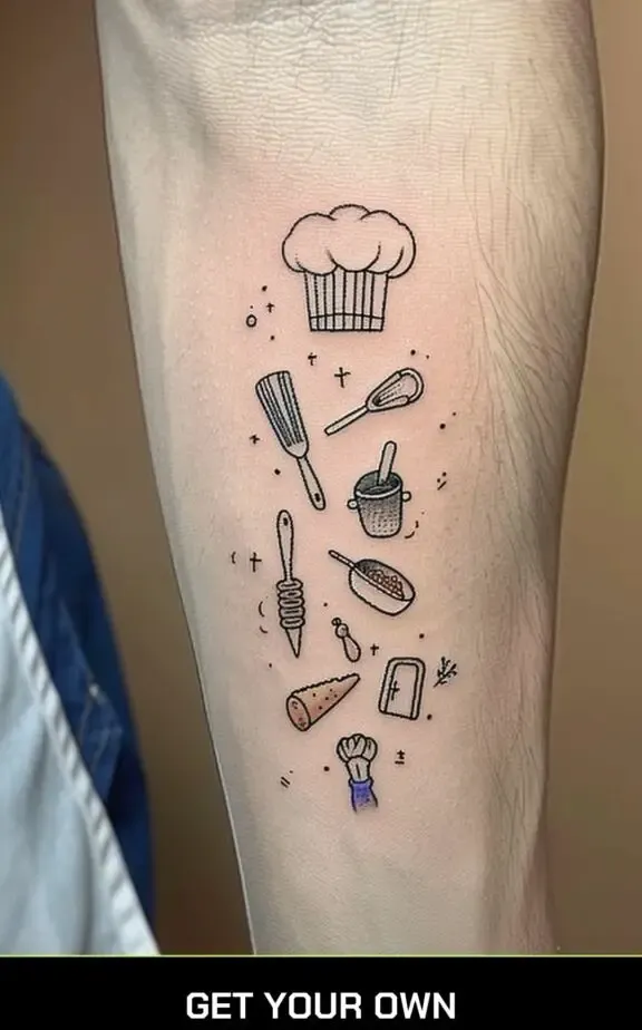 chef tattoo idea of a chef hat and kitchen utensils 