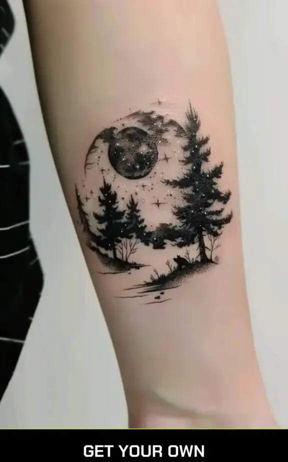 camping tattoo idea: night sky tattoo