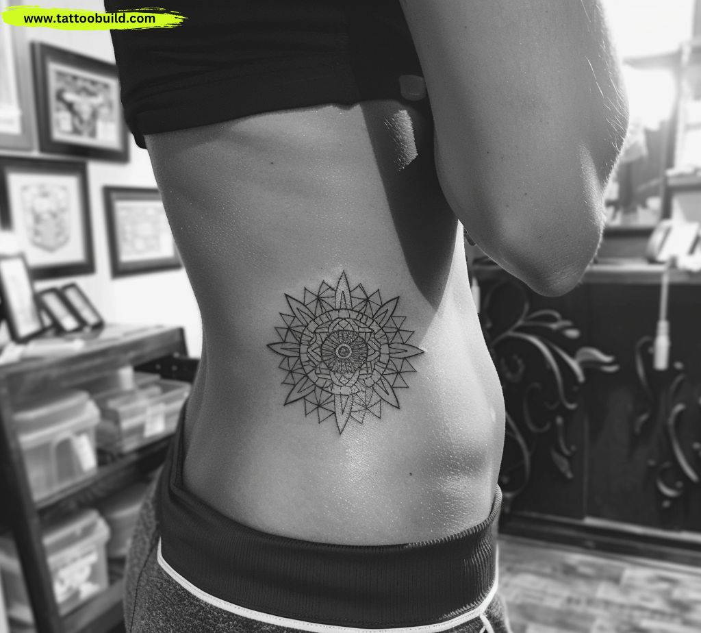 geometric ribs tattoos for women