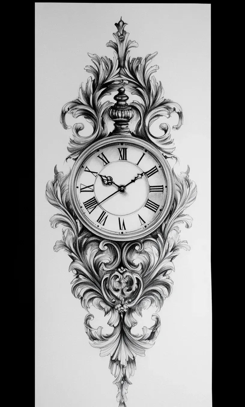 Clock Tattoo Drawings-7