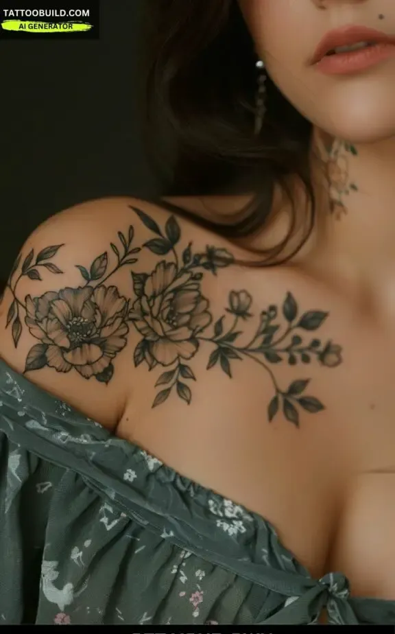 gorgeous female shoulder tattoo idea 