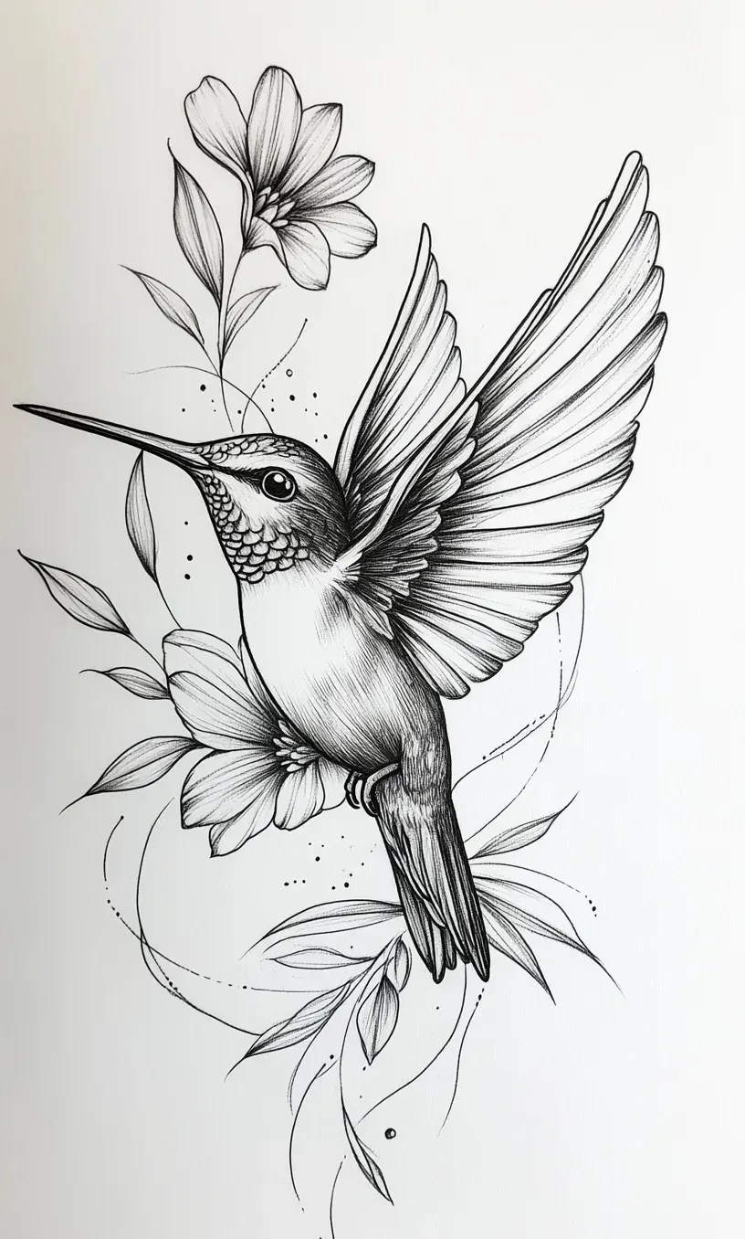 Hummingbird Tattoo Drawing-12