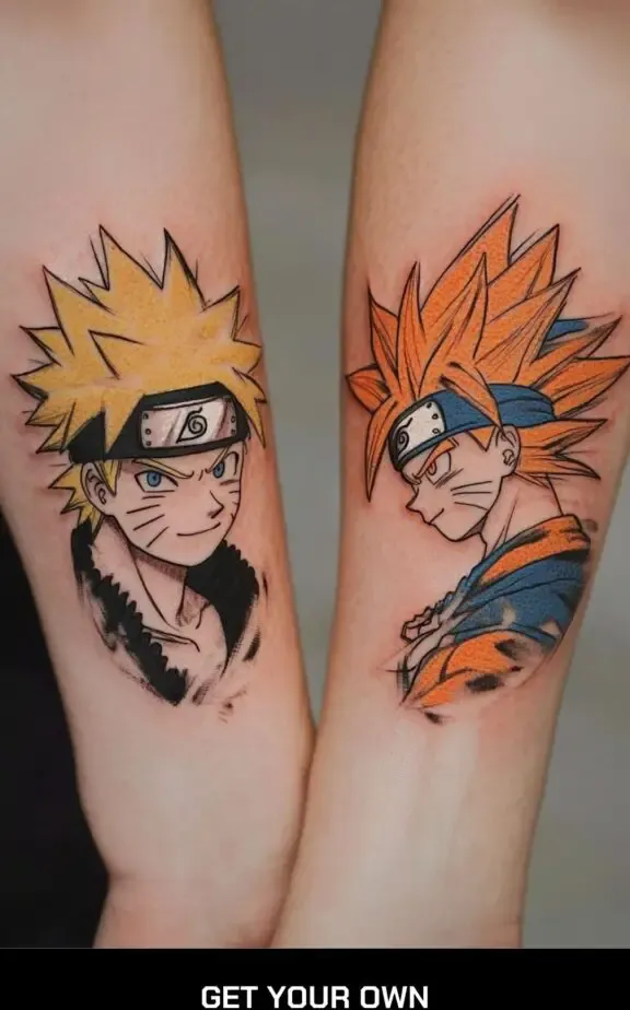 naruto vs goku amime tattoo