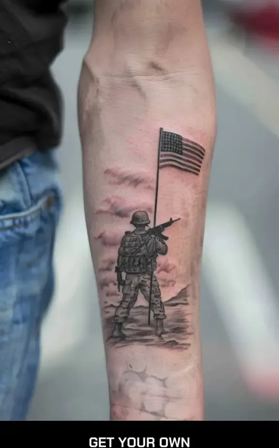 American flag and eagle tattoo