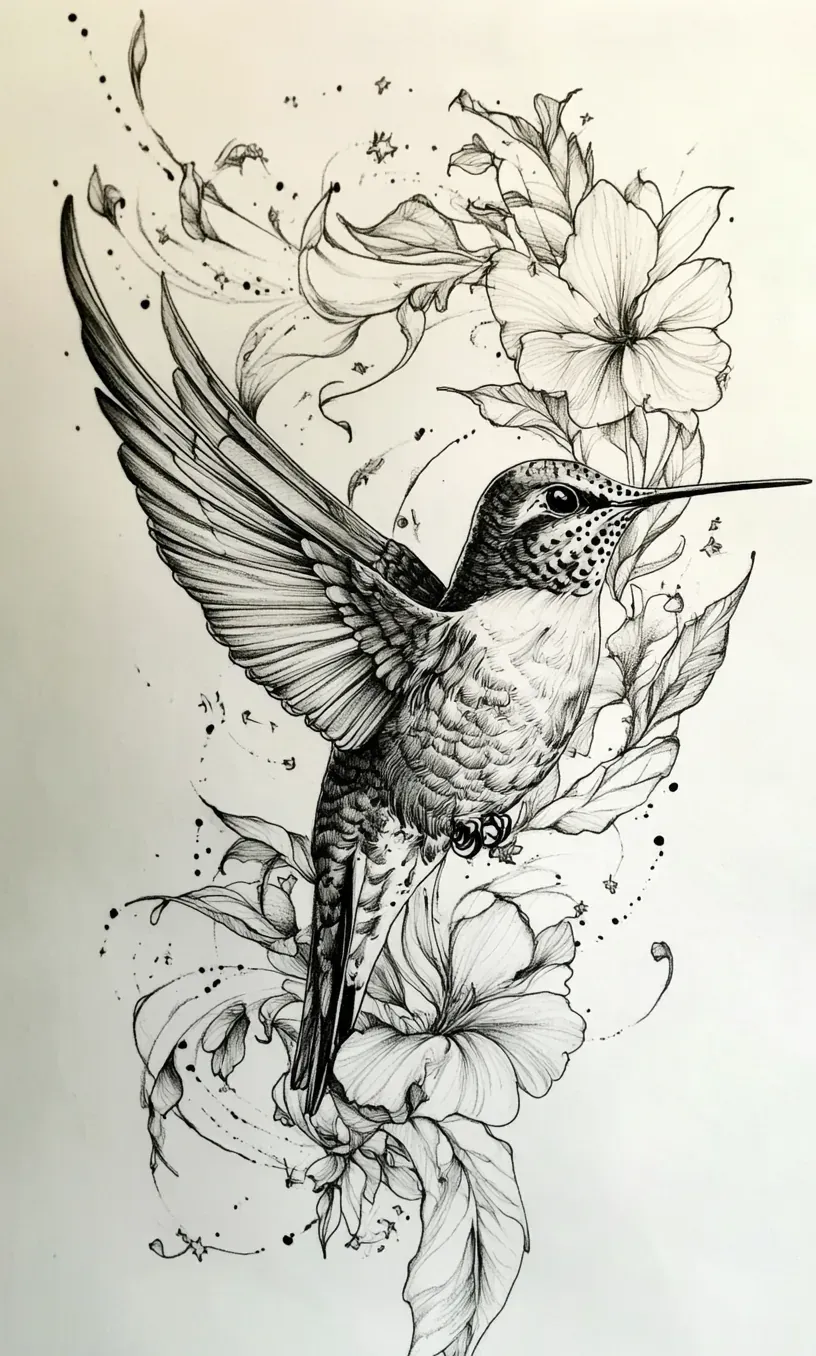 Hummingbird Tattoo Drawing-22