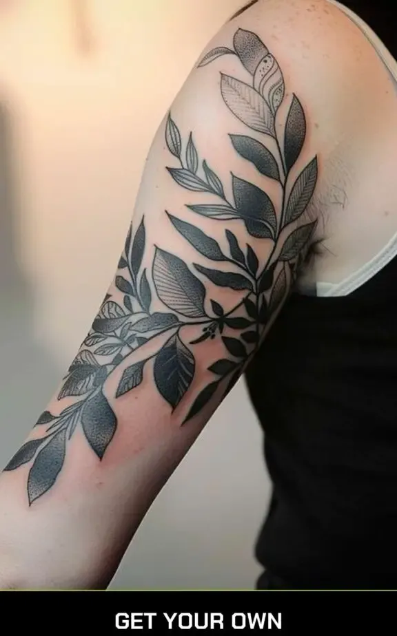 leaf blackwork tattoo designs