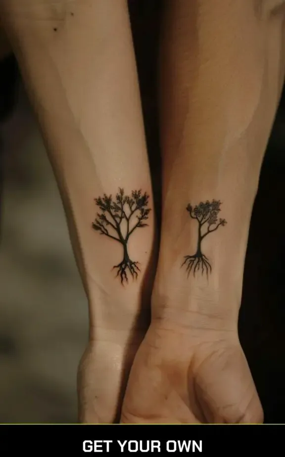 tree and roots couple tattoo