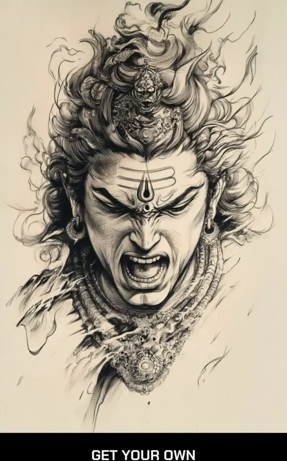 Angry shiva tattoo