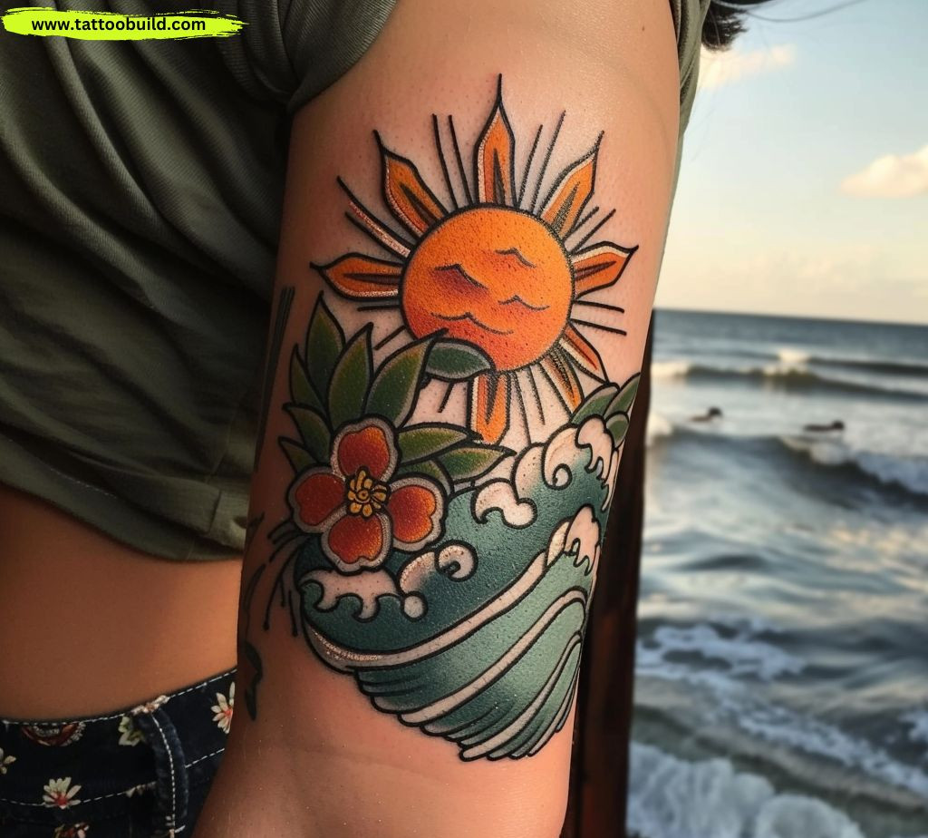 ladies summer sun tattoo