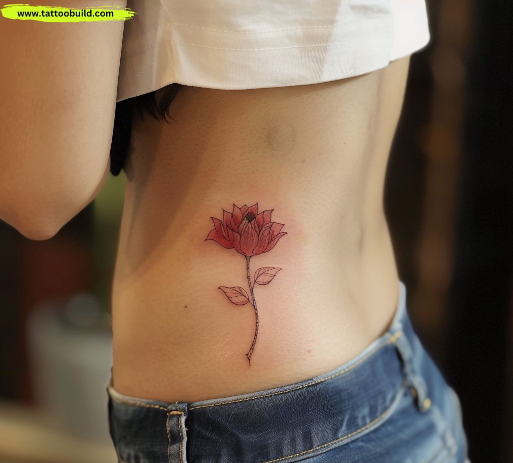 ribs lotus flower tattoo idea for women